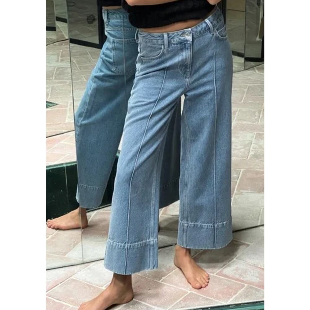 Wide-Leg Blue Jeans